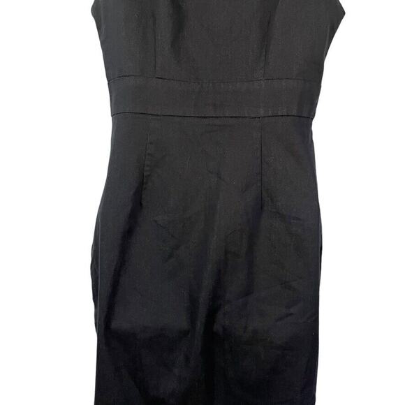 London Times Denim Cotton Stretch V-Neck Sheath Sleeveless Pleated Dress sz 8 - Picture 11 of 16